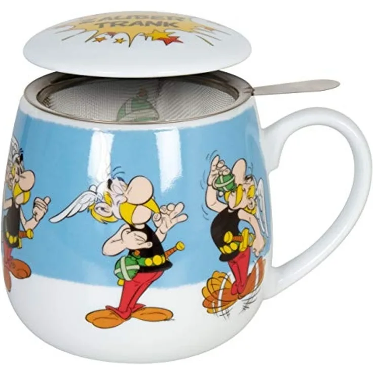 Könitz 1151432383 Becher mit Sieb und Deckel 400 ml - Tea for you Asterix - Zaubertrank / Teebecher