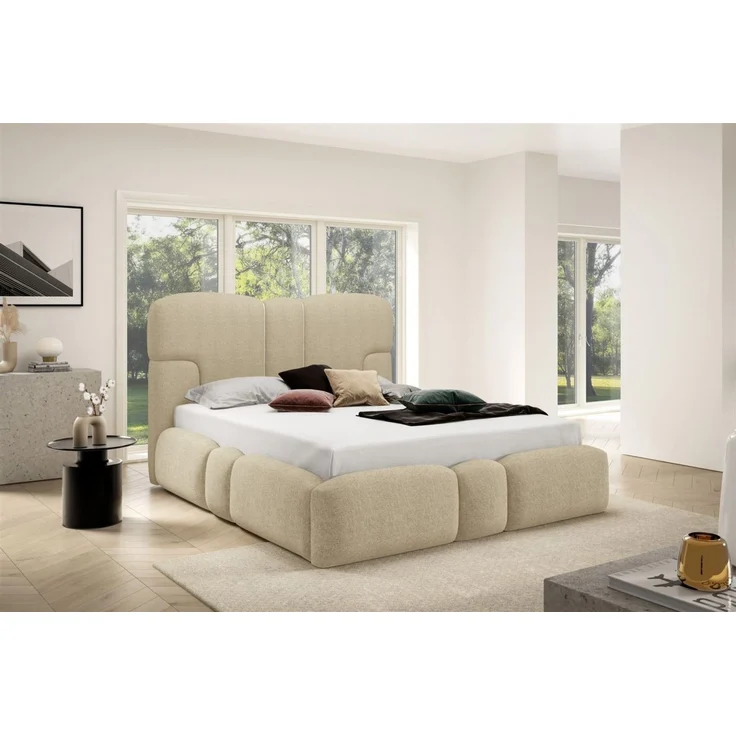 Polsterbett Schlafzimmerbett JORDAN 200x200cm in Stoff Doha Braun – Bild 2