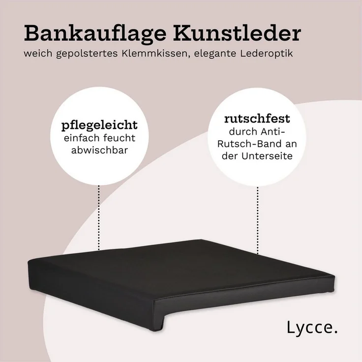 Lycce Bankauflage Klemmkissen, Sitzkissen 1 Leiste, 35cm Klemmtiefe, weich gepolstert, (1 St), verrutscht nicht, hochwertiger Kunstlederbezug, verschiedene Farben – Bild 2