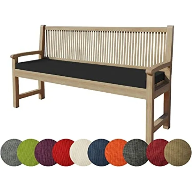 chilly pilley Bankkissen Bankauflage Polsterauflage Reißverschluss mit Schlaufen Kissen für Gartenbank Gartenbankauflage für Gartenmöbel Sitzkissen & Rückenkissen Outdoor (100 x 40 x 5 cm, Schwarz)