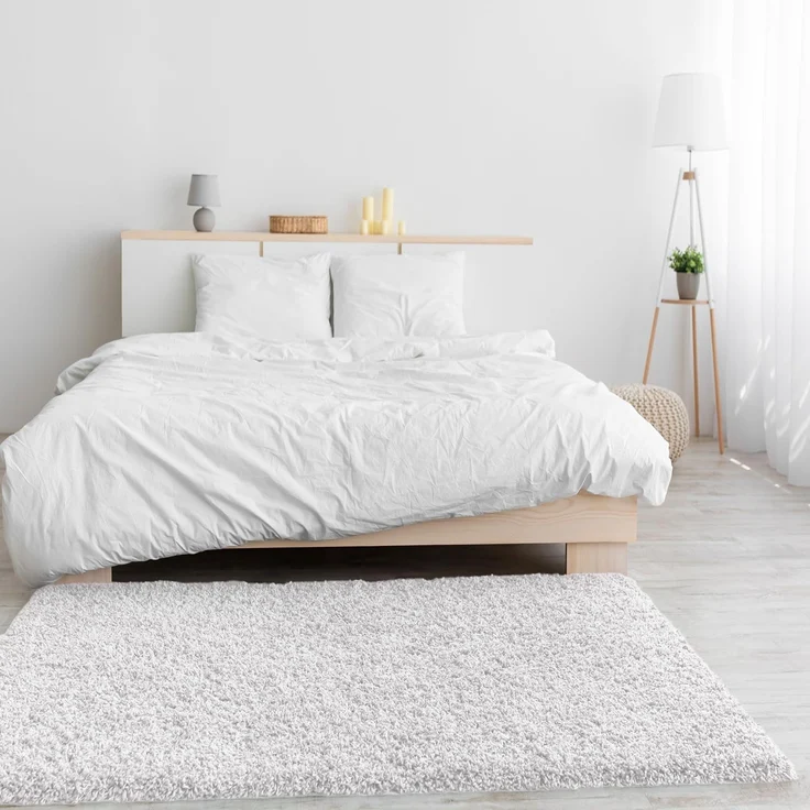 VIMODA Teppich Prime Shaggy Hochflor Einfarbig Weiss Creme Weich für Wohnzimmer, Schlafzimmer, küche, Maße:70x250 cm – Bild 2