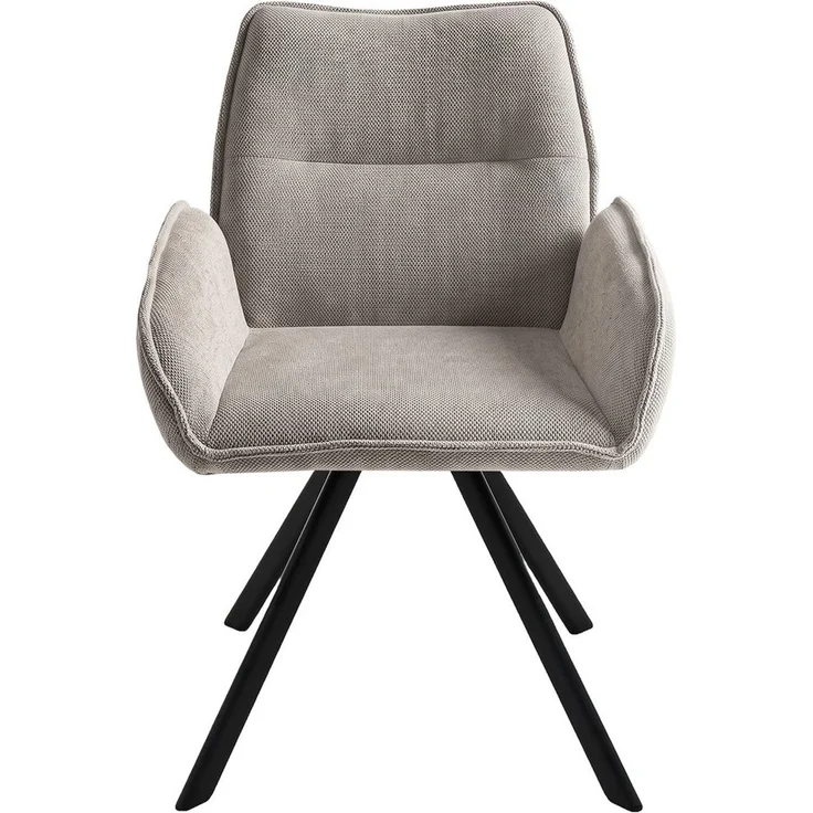 Beautysofa Drehstuhl Zerra Esszimmerstuhl 360° drehbar mit Armlehnen (gepolsterter Esszimmersessel aus Strukturstoff, 1 St), Drehstuhl mit schwarzem Metallgestell – Bild 2