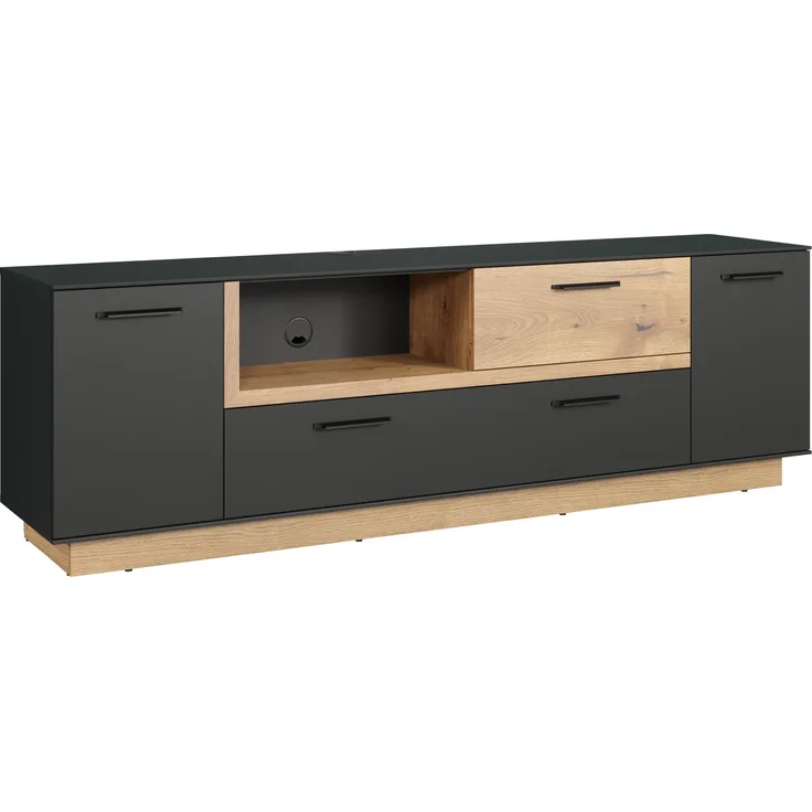 TV-Lowboard Synnax in grau und Eiche Evoke 187 cm
