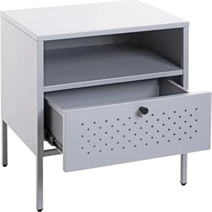 XXXL Nachtschrank, Grau, Metall, 1 Schublade, 45x50x35 cm, Typenauswahl für Schlafzimmer – Bild 6