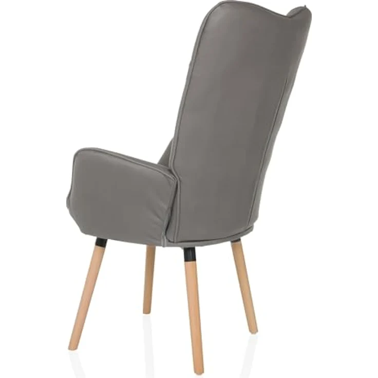 hjh LIVING Ohrensessel in Velour-Optik HAVENIO I Sessel für Wohnzimmer Schlafzimmer, Polsterstuhl mit Holzbeinen, Stoff Grau – Bild 10