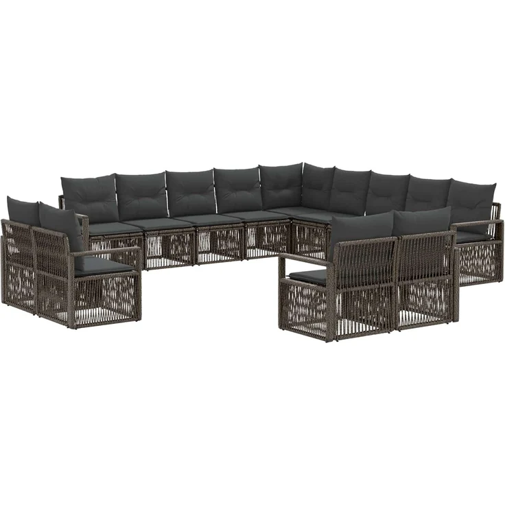 vidaXL Gartensofa-set 13 stk. 13-Sitzer Grau Poly-Rattan 3435893 – Bild 2