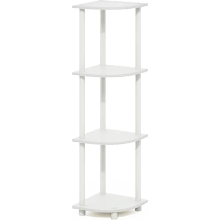 Furinno Turn-N-Tube 4-stufiges Eckregal-Mehrzweckregal, Weiß/Weiß – Bild 6