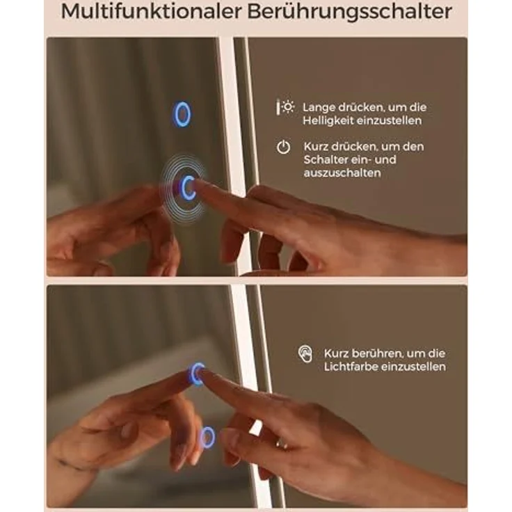 SONGMICS Schmuckschrank mit LED-Beleuchtung und Spiegel, Spiegelschrank, abschließbar, Spiegel mit Rahmen, einstellbare Helligkeit, platzsparend, Geschenkidee, wolkenweiß JJC008W03 – Bild 4