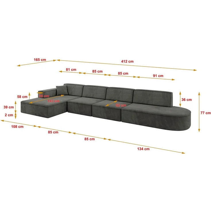 ALTDECOR Ecksofa IREA-L3-v4, Sofa Praktische Bequeme Funktionsecke Couch L-Form Eckcouch, Corner Sofa L-Form Vielseitige Sofa Wohnlandschaft Wohnzimmer – Bild 3