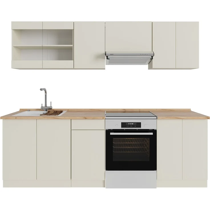 Küchenzeile R-Line Beige 240 cm , AP Eiche Vicco – Bild 1