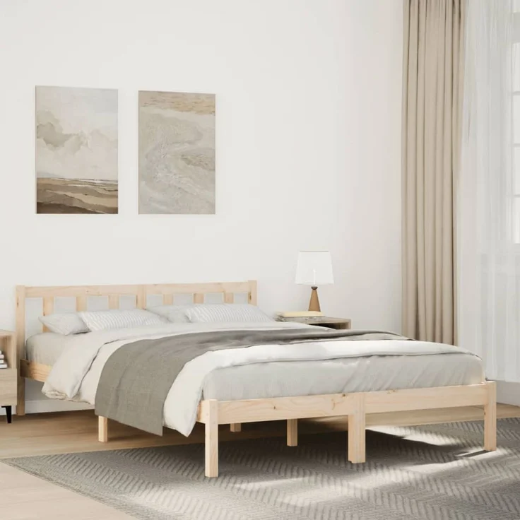 vidaXL Massivholzbett Extra Lang ohne Matratze 140x220 Kiefernholz 852448 – Bild 1