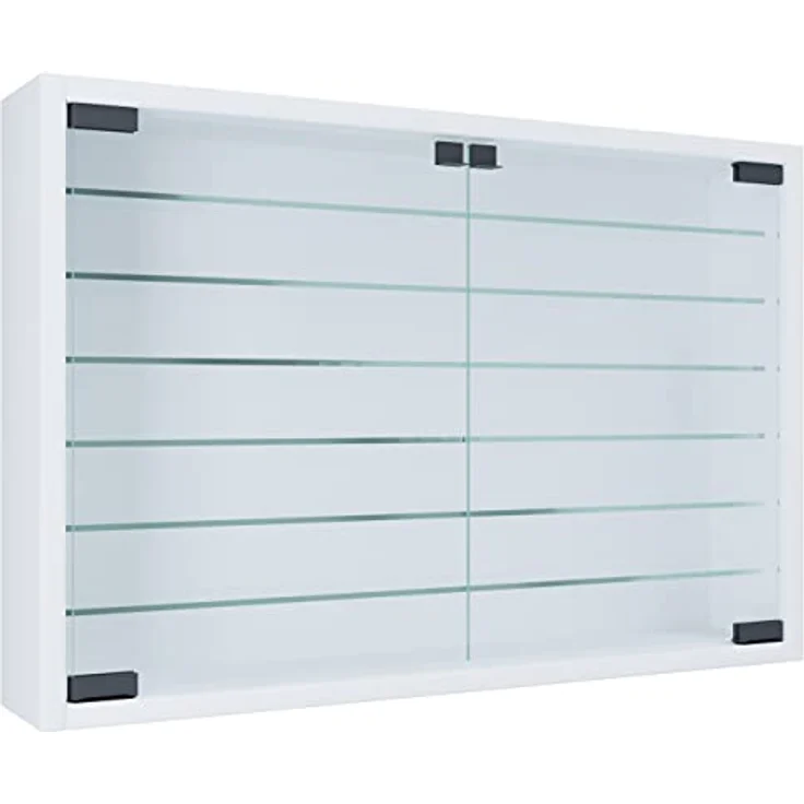 MID.YOU Hängevitrine, Weiß, Glas, 6 Fächer, 60x40x10 cm, hängend, mit Drehtüren – Bild 3