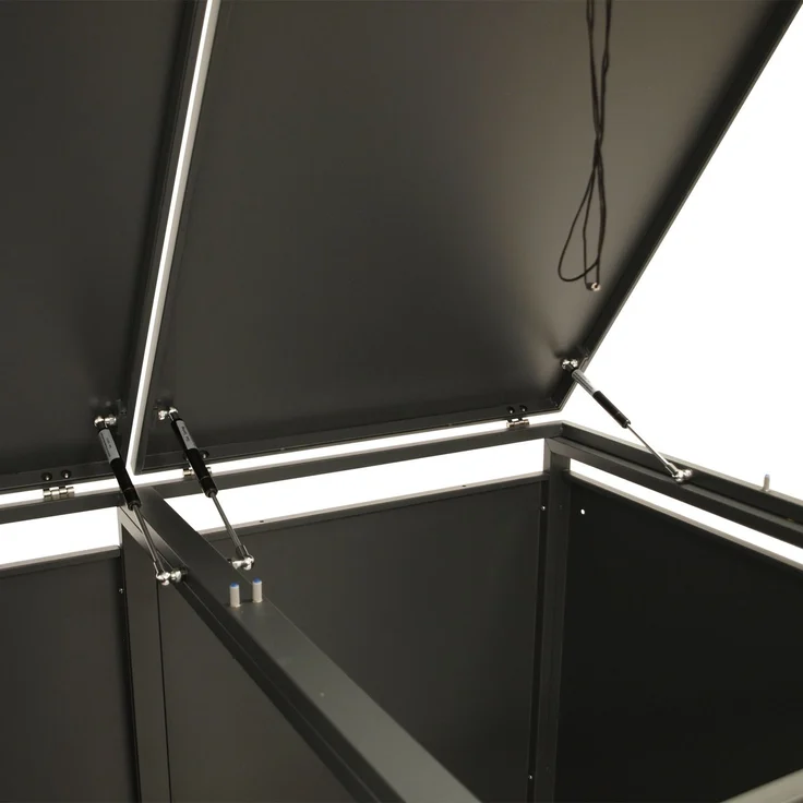 DEGAMO MÜNCHEN Mülltonnenbox 3-er, Stahl verzinkt, anthrazit, 200x80x116cm für 3x Tonnen bis 240 Liter – Bild 2