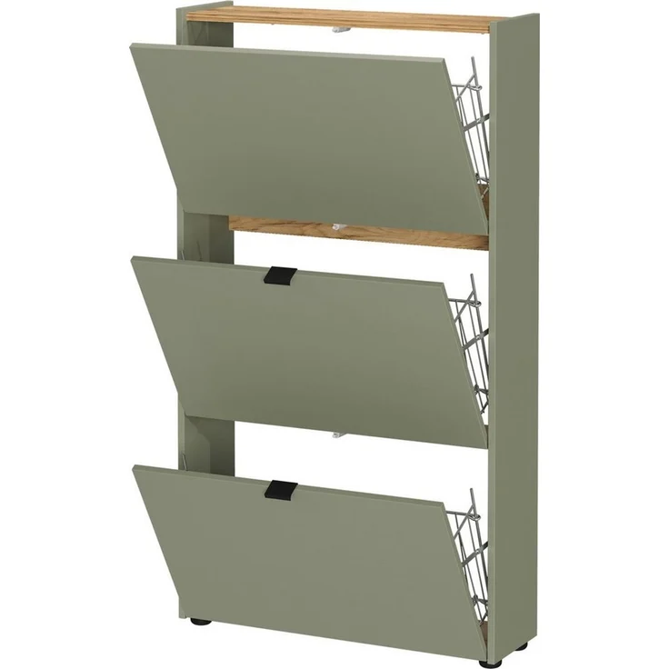 Germania Schuhschrank 3235-629, in Taupegrün/Navarra-Eiche-Nb, mit Klappendämpfung, 71 x 126 x 22 cm (BxHxT) – Bild 3