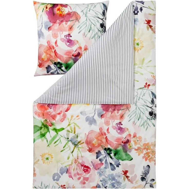 Estella Bettwäsche Rose 4740 985 Bunt Mako Satin 135 x 200 + 80 x 80 cm