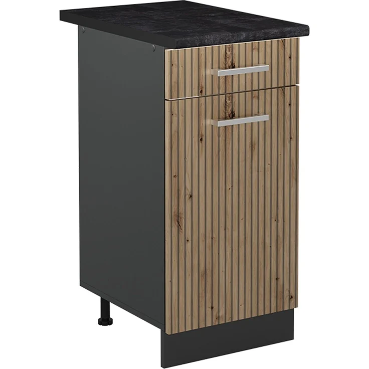 Küchenunterschrank R-Line Artisan-Eiche/Anthrazit 40 cm Arbeitsplatte Anthrazit Vicco – Bild 1