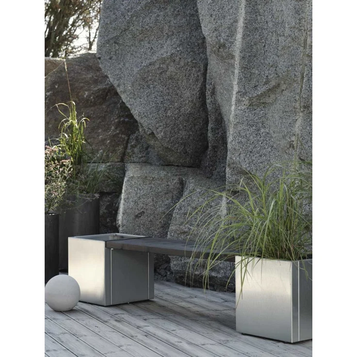 Blumentopf Timjan aus Aluminium, modern, silber, rostfrei, 40x40 cm, mit Entwässerungsloch – Bild 7