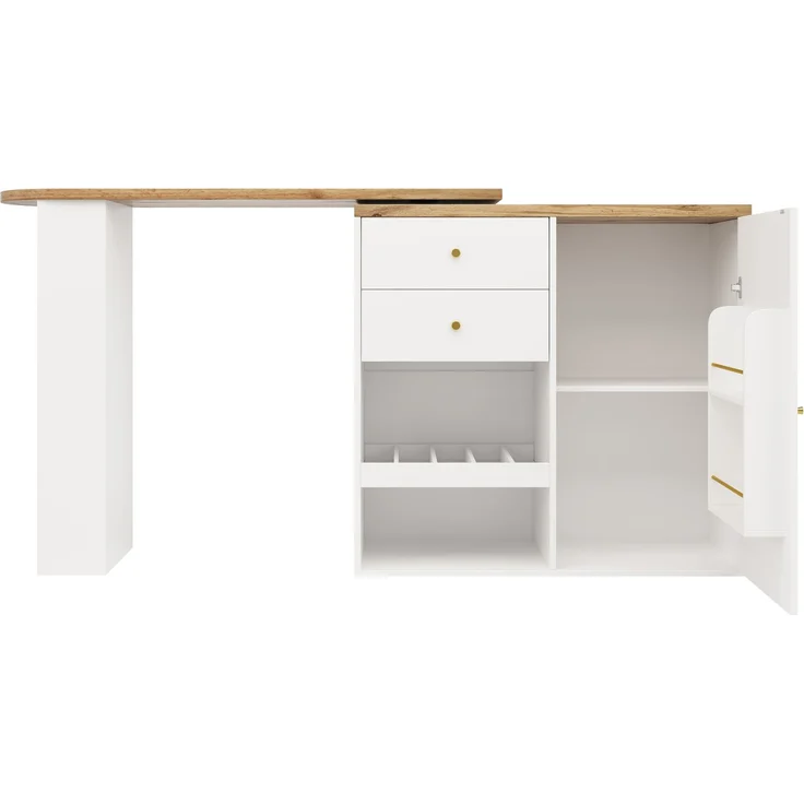 Modularer Schrank L-förmig 360° drehbar MDF Holzoptik Stauraum Schubladen Regale Weiß-Natur – Bild 6