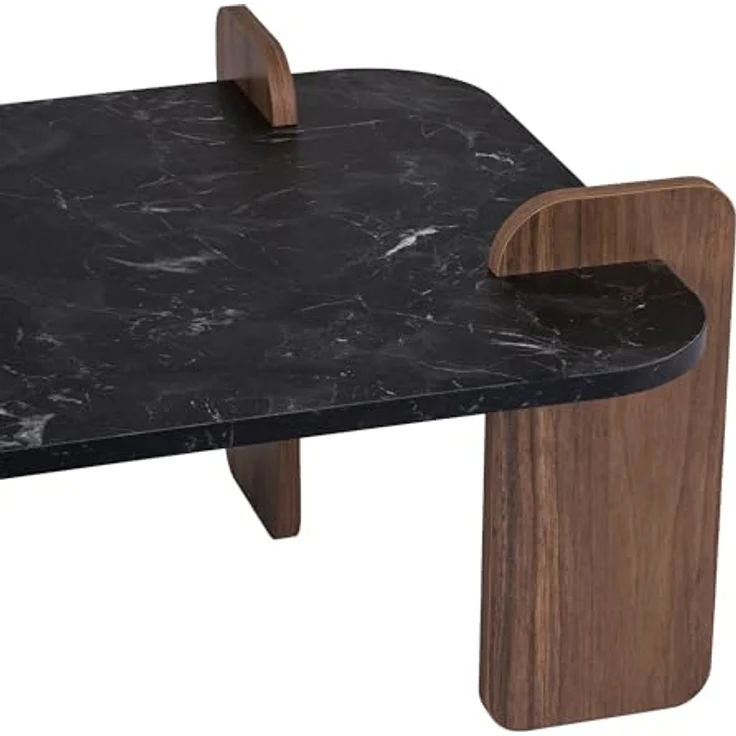 Stilvoller Couchtisch, Lotus & Walnuss, 120 x 60 x 35 cm | 100% melaminbeschichtet, 18 mm stark | Werkzeuglose Montage – Bild 8