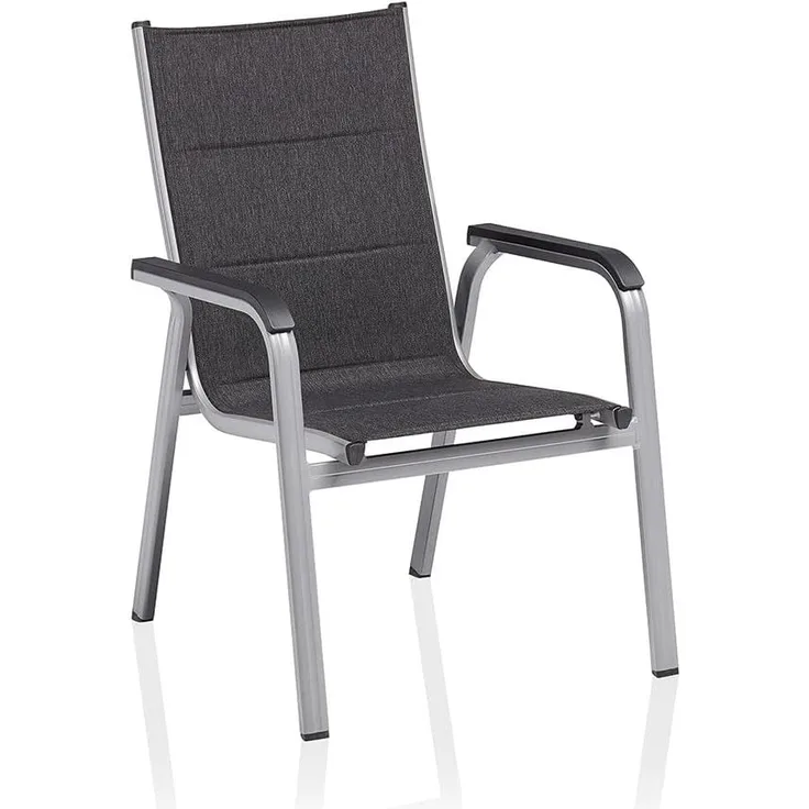 Kettler Stapelsessel Basic Plus padded silber/anthrazit Stapelstuhl 69,5x65,5x99 cm