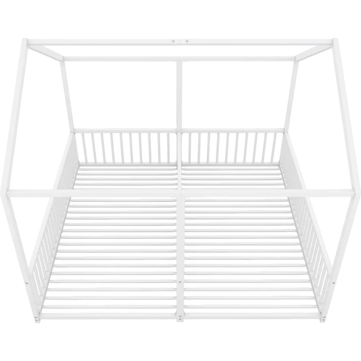 SOFTWEARY Kinderbett mit 2 Liegeflächen (90x200cm/90x200cm), Lattenrost, Rausfallschutz, Metallbett – Bild 8