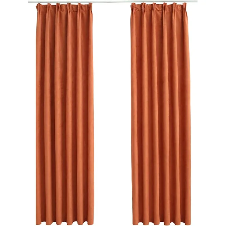 Verdunkelungsvorhänge | für Wohnzimmer & Schlafzimmer mit Haken 2 Stk. Rostbraun 140x175 cm