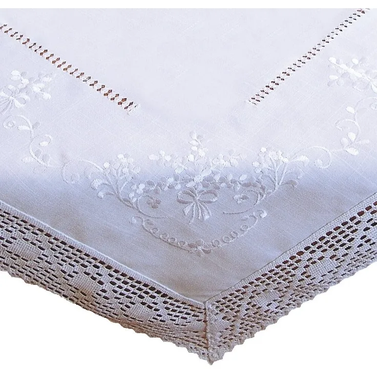 matches21 HOME & HOBBY Tischdecke Tischdecke BRIT Häkelkante & Stick Landhausstil Polyester 130 x 170 cm (1-tlg), Pflegeleicht & waschbar bei 30 °C