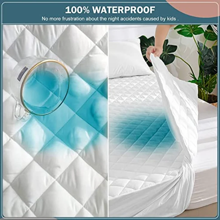 Dudu N Girlie Gesteppter wasserdichter Reisebett Matratzenschoner 65x95 cm - Stoff hypoallergen und geräuschlos Spannbettlaken Bezug - 100% wasserdichter Matratzenschoner Kinderbett Matratzenauflage – Bild 3
