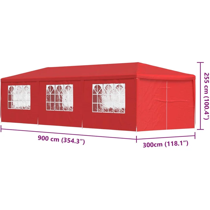 vidaXL Party-Zelt 900 x 300 x 255 cm Rot PE und Stahl 42033000 – Bild 9