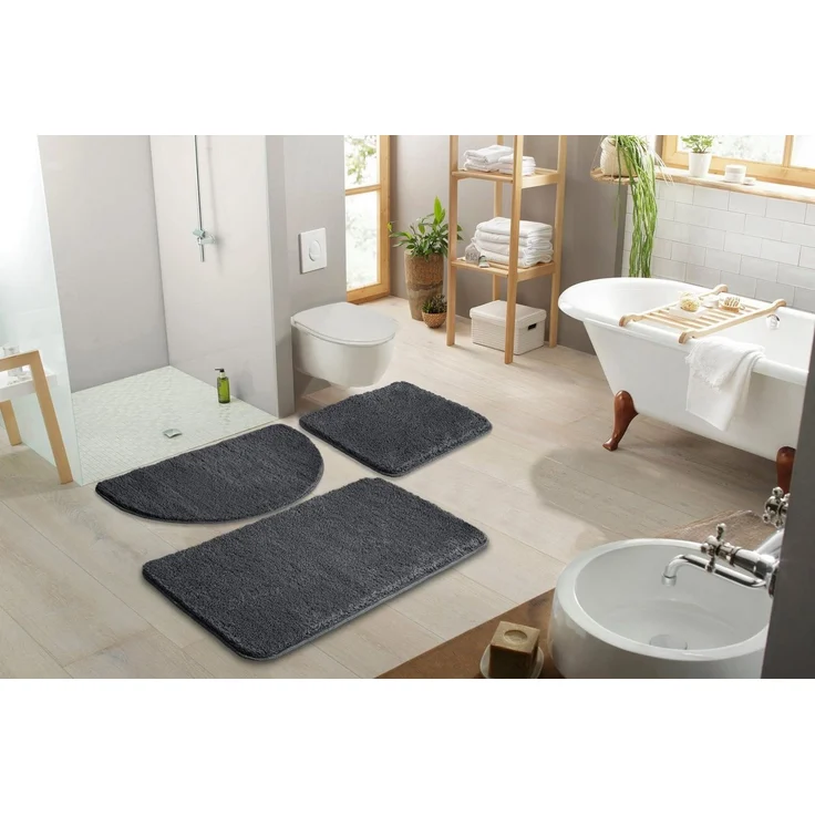 OTTO home Badematte Inga, Badezimmer Teppich, Badvorleger, Höhe 20 mm, rutschhemmend beschichtet, schnell trocknend, strapazierfähig, fußbodenheizungsgeeignet, Polyester, rechteckig, Badteppich, unifarben, weich, als halbrund und rechteckig erhältlich – Bild 3