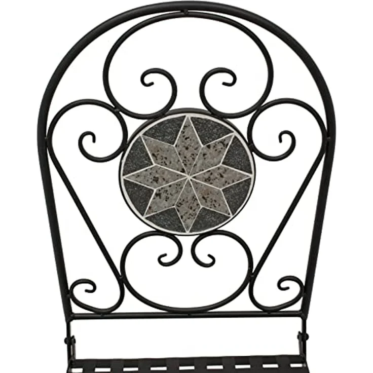 DEGAMO SIENA Bistroset 3-teilig, Metall + Mosaik, schwarz/grau, Tisch 60cm rund – Bild 4