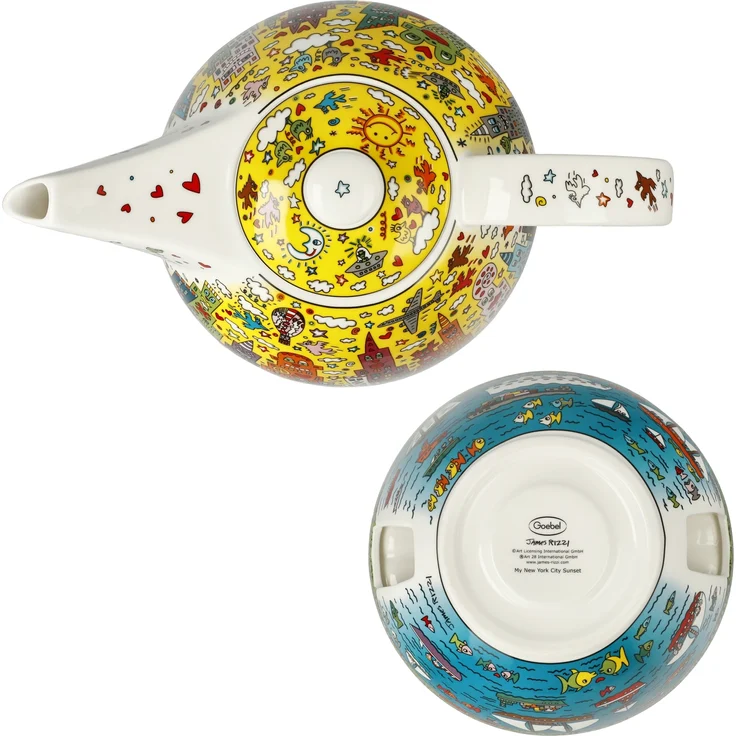 Goebel / James Rizzi - My New York City Sunset,Teekanne mit Stövchen,24,5cm x 16,0cm x 19,0cm / Fine Bone China / 24,5cm x 16,0cm x 19,0cm – Bild 6