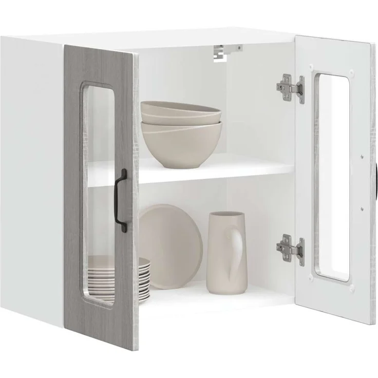 vidaXL Küchen-Hängeschrank mit Glastür Kalmar Grau Sonoma Holzwerkstoff 853673 – Bild 11