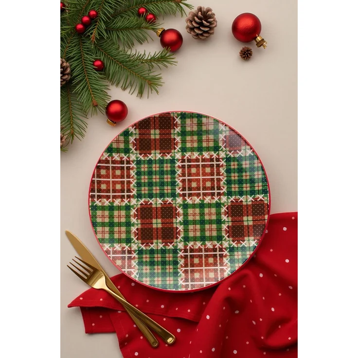 Hermia Concept 'Xmas Ekose' Servierteller-Set (6-teilig), Mehrfarbig, 25,5 x 25,5 x 2,5 cm – Bild 1