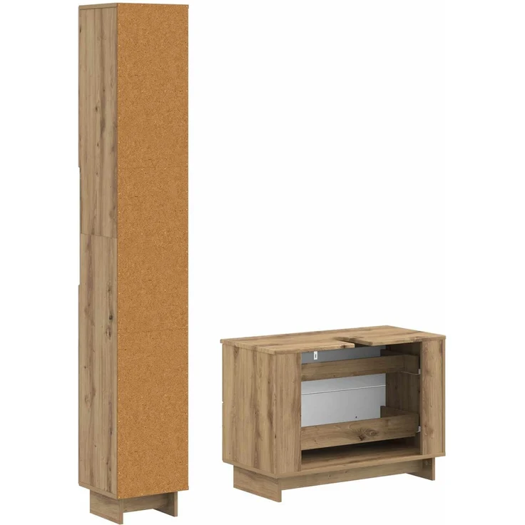 vidaXL 2-teiliges Badezimmer Schrank Set EDE Artisan-Eiche 3417503 – Bild 5