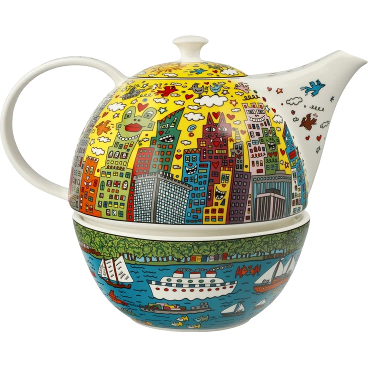 Goebel / James Rizzi - My New York City Sunset,Teekanne mit Stövchen,24,5cm x 16,0cm x 19,0cm / Fine Bone China / 24,5cm x 16,0cm x 19,0cm – Bild 4