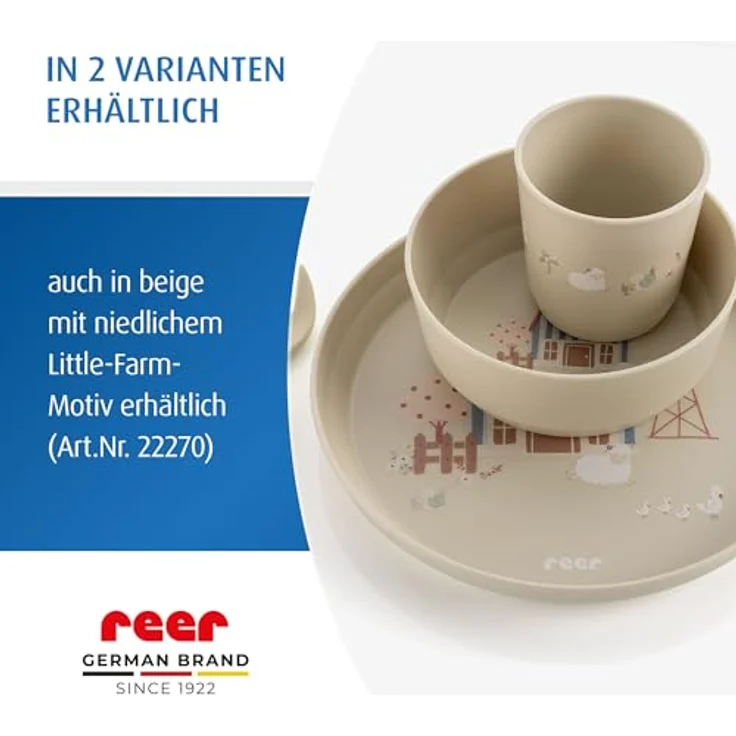 reer Kindergeschirr Set | Motiv: Little Explorer | Biokunststoff-Geschirr für Kleinkinder aus 100% ISCC-zertifiziertem Material | 5-teilig | BPA-frei | spülmaschinengeeignet – Bild 7