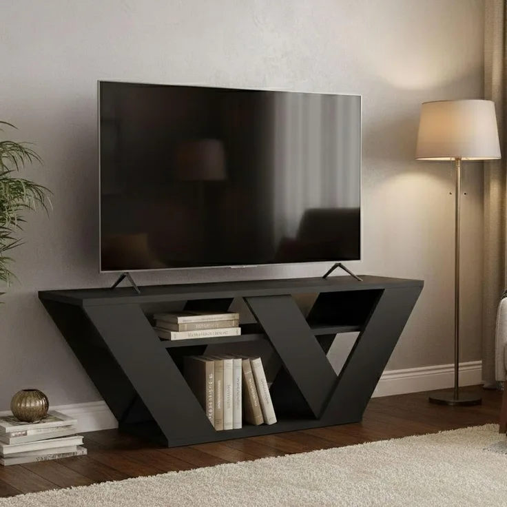 Dmora - Fernsehschrank Pegasus, Ständer für Wohnzimmerfernseher, Niedriges Wohnzimmer-Sideboard, TV-Ständerbasis, 110x30h40 cm, Anthrazit