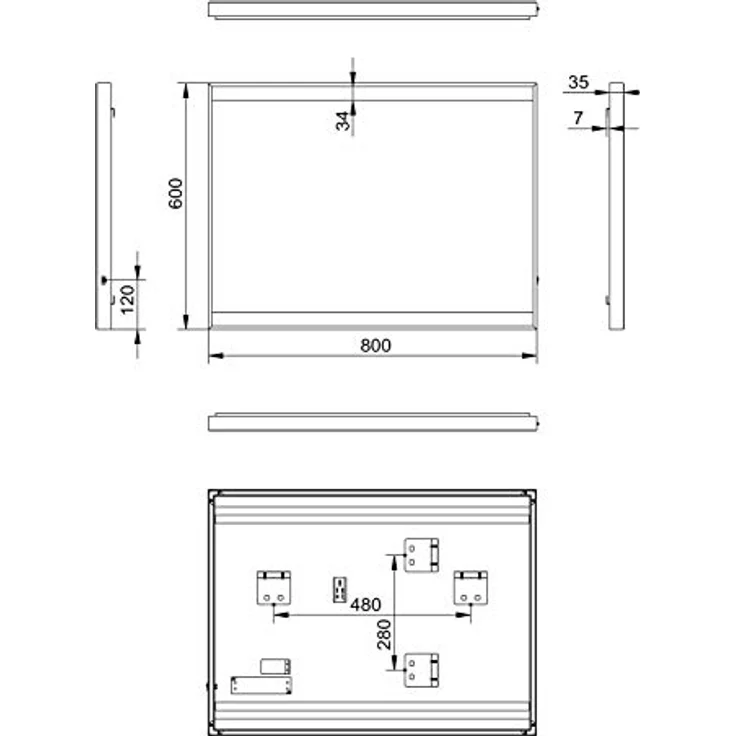 Talos Talos Black Shine LED Badspiegel 80x60 cm, neutralweiß beleuchtet, matt schwarzer Aluminiumrahmen, energiesparend mit Kippschalter – Bild 5