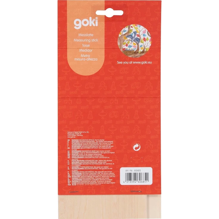 goki 60685 - Messlatte Auf der Lichtung - liebevoll gestaltete Messlatte mit 4 Holzklammern - Skala 0,80-1,45m - Wanddekoration – Bild 3