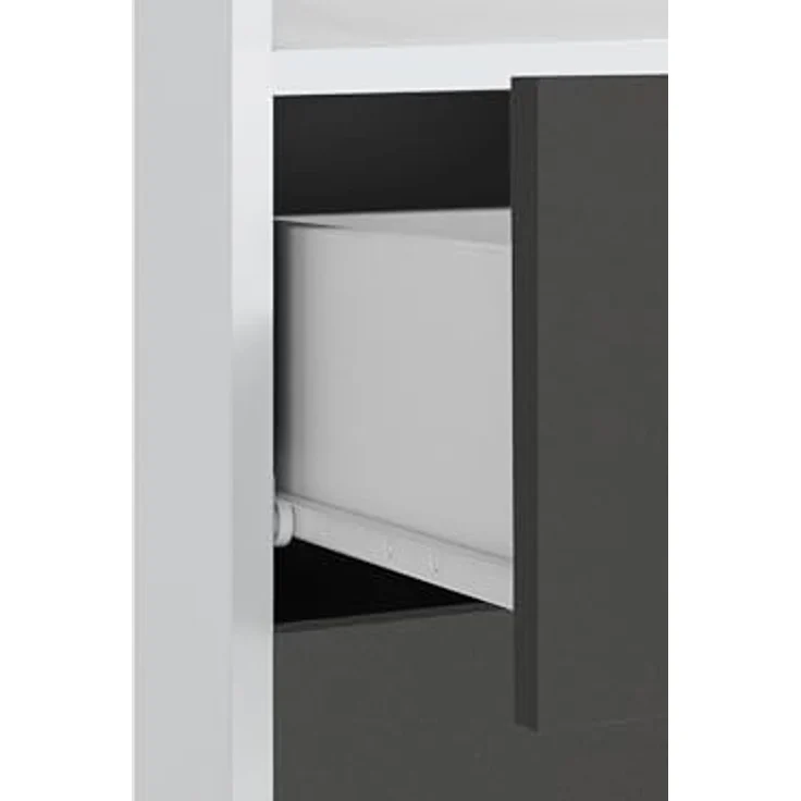 Mirza Midi-Schrank aus Spanplatte, 2 Türen, 1 Schublade, Weiß/Anthrazit/Eicheoptik (BxTxH) 60x35x121 cm – Bild 5