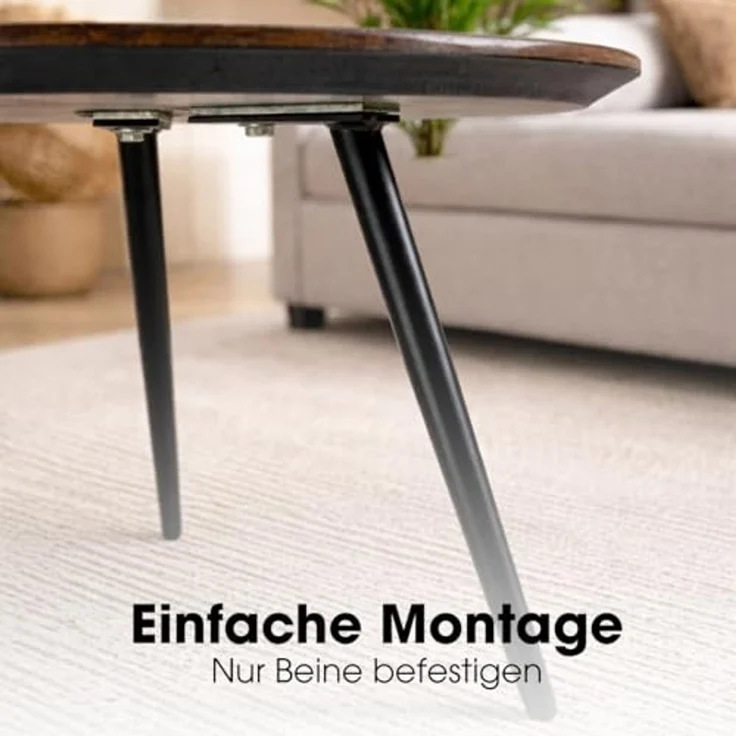 MICA Decorations Dane Beistelltische – Couchtisch Set 2-teilig – Beistelltisch Rund H44 x Ø54 cm – Couchtisch Set aus recyceltem Holz – Beistelltische für Wohnzimmer – Braun – Bild 7