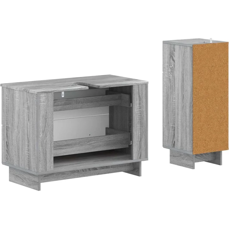 vidaXL 2-teiliges Badezimmer Schrank Set EDE Sonoma-Grau Holzwerkstoff 3417663 – Bild 4