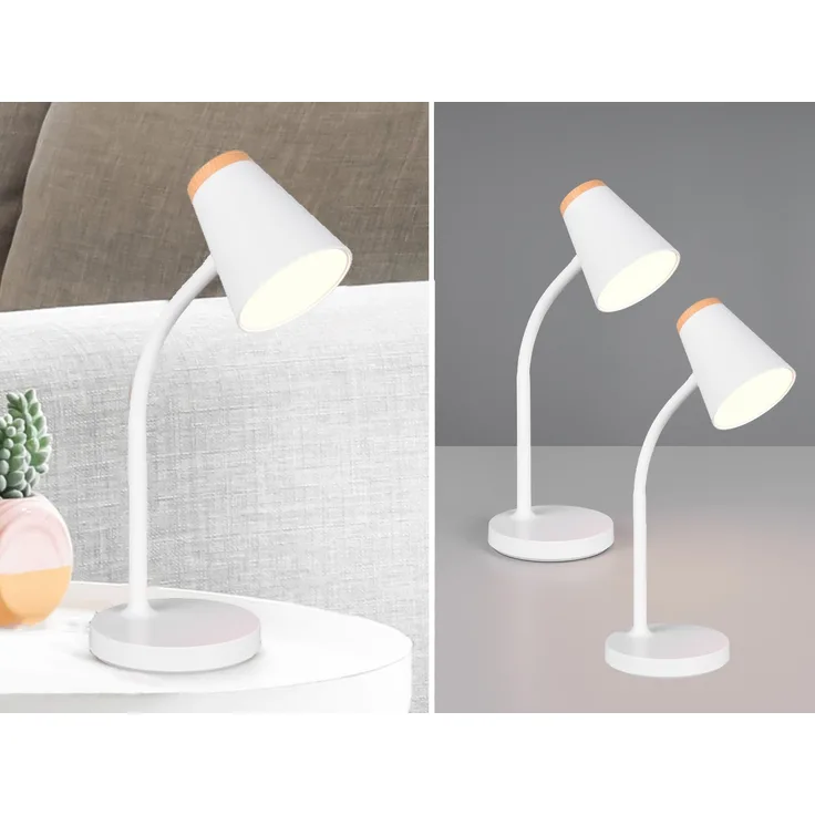 2er SET LED Schreibtischlampen Weiß flexibel biegsam, Höhe 36cm