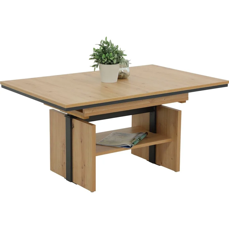 Hela Tische, Funktionscouchtisch Ingo, Holzwerkstoff melaminbeschichtet, Artisan Eiche-Dekor, ausziehbar 110-150cm, höhenverstellbar mit Lift 53-72cm – Bild 3