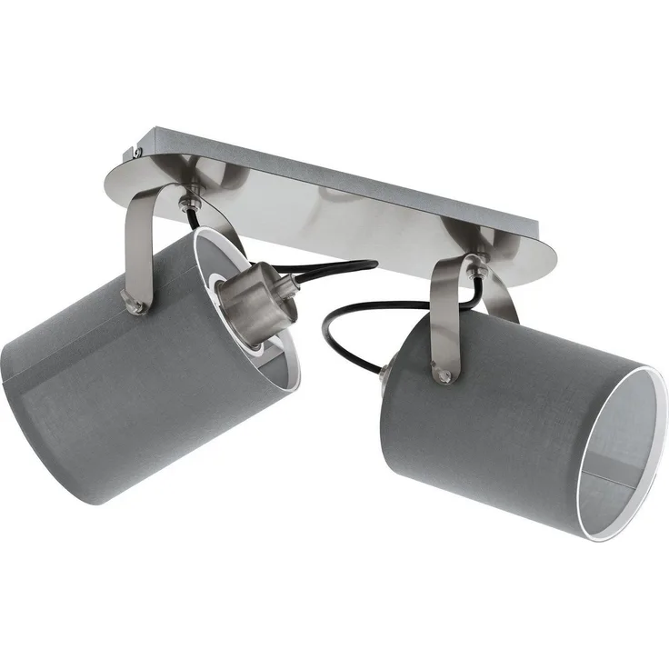 Eglo 98139 Spotleuchte LED VILLABATE nickel-matt grau E27 2X10W L:33,5cm B:9cm dimmbar