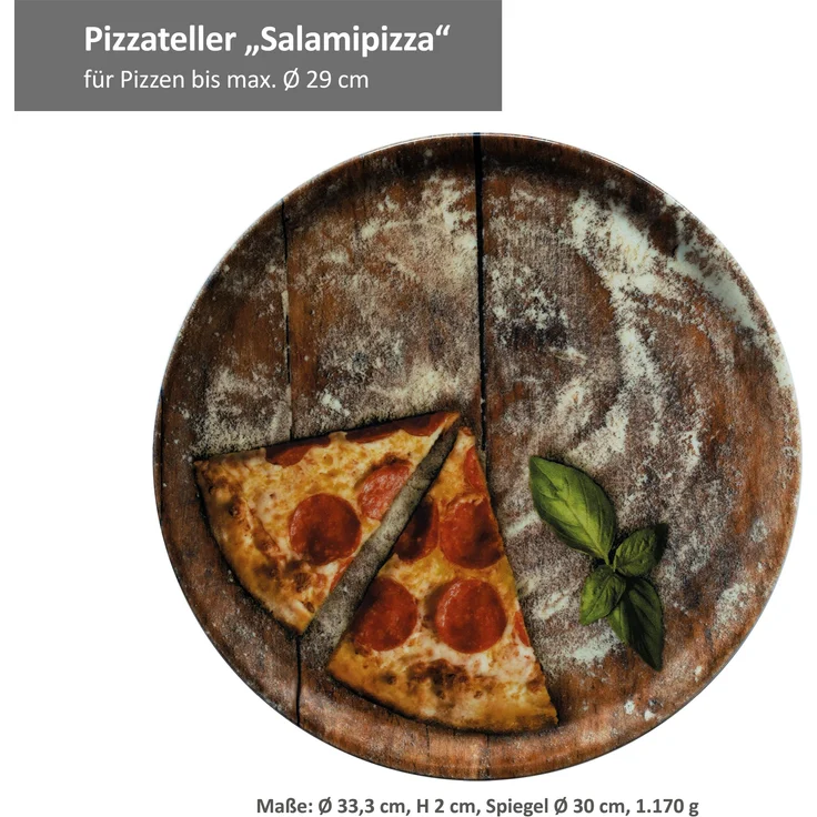 3er Set Pizzateller Oliven-, Salami- & Lieblingspizza Ø 33,3cm Platte XL-Teller – Bild 6