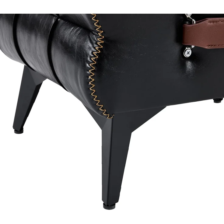 Hocker H 30 x T 43 x B 33 cm, schwarzes Kunstleder mit Stahlbeinen, 1 Stück – Bild 9