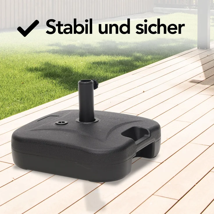 Brixy Sonnenschirmständer - Befüllbar - 40KG - Kompakt und Stabil - Sonnenschirmhalter - Kunststoff - Anthrazit – Bild 7