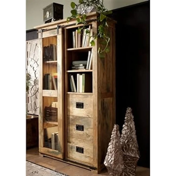 Vitrine Mango 100x45x175 natur lackiert RAILWAY #126 – Bild 4